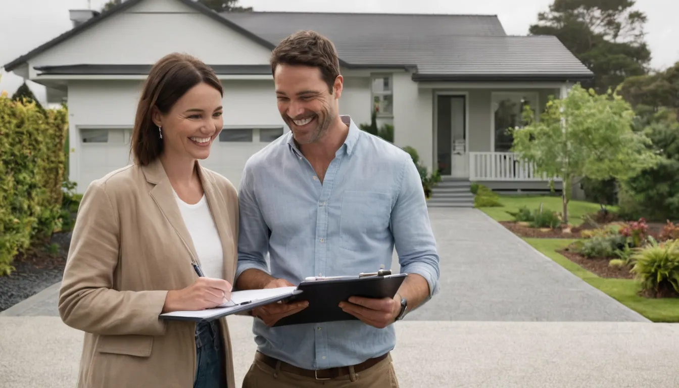 A homeowner reviewing a written tree quote with a local provider